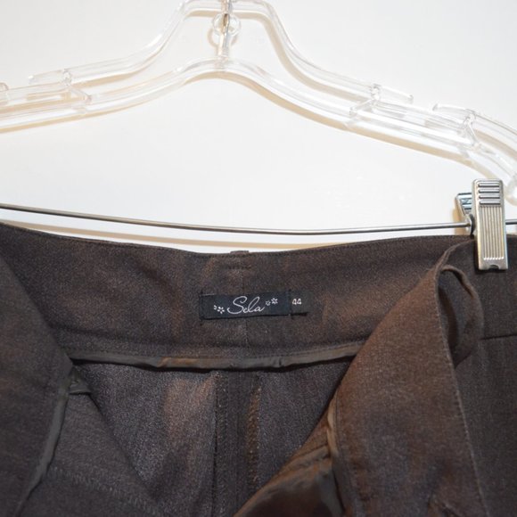 SELA Middle Rise Wide Belt Brown Wide Straight Leg Lady Pants 44 - Picture 4 of 5